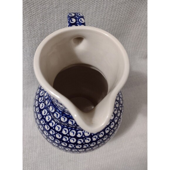 Polish Pottery Boleslawiec Pitcher Jug ~ 9.5" Tall -Blue- Handmade-Replacements - Picture 4 of 6